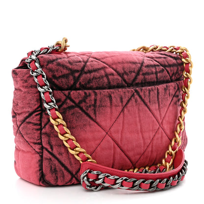 Chanel Washed Denim Quilted Medium Chanel 19 Flap Pink 3 of 10