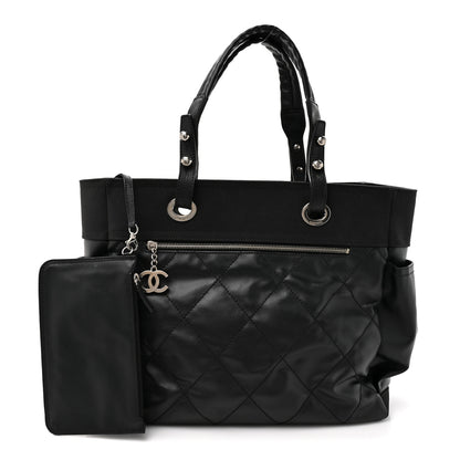 Chanel Coated Canvas Quilted Large Paris Biarritz Tote Black 3 of 14