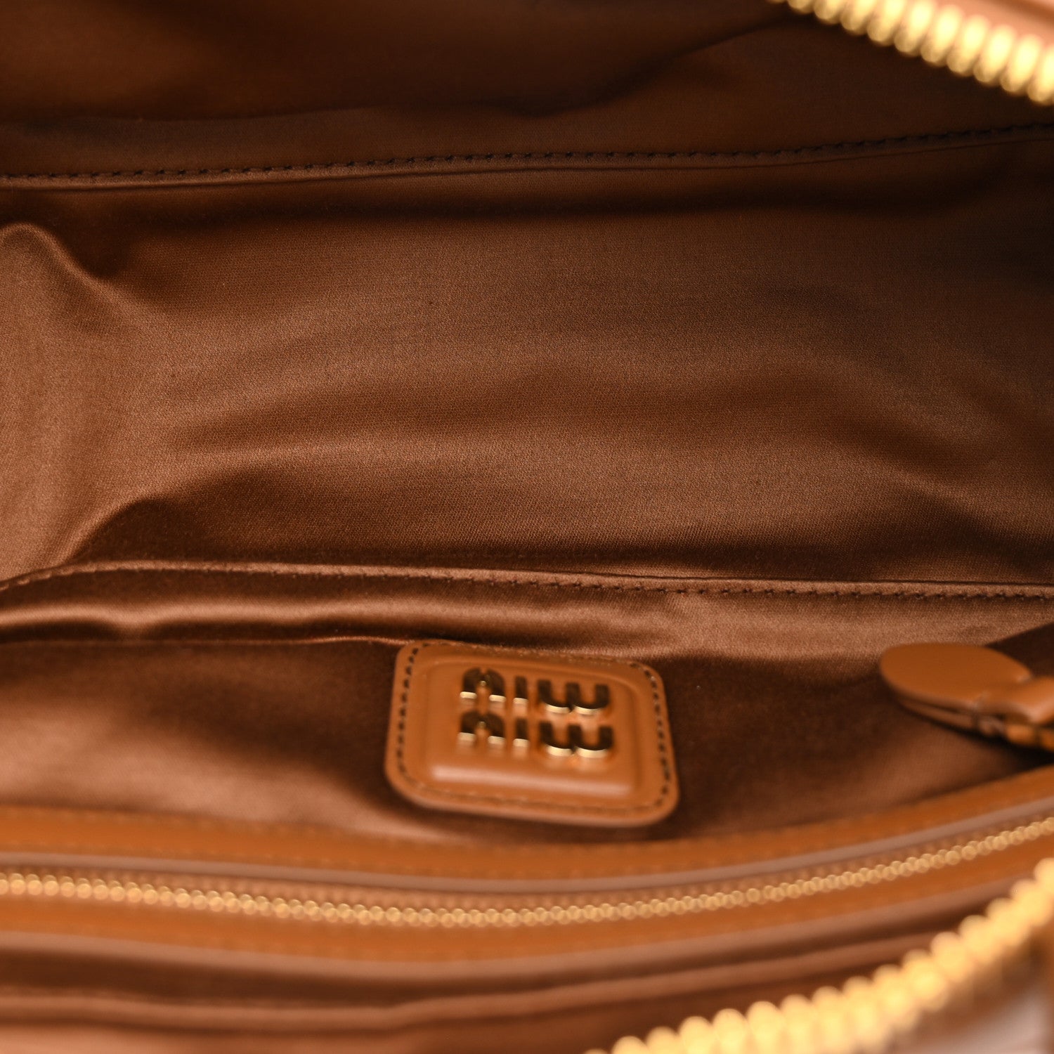Miu Miu Calfskin Softy Small Beau Contrast Top Handle Bag Cognac 5 of 10