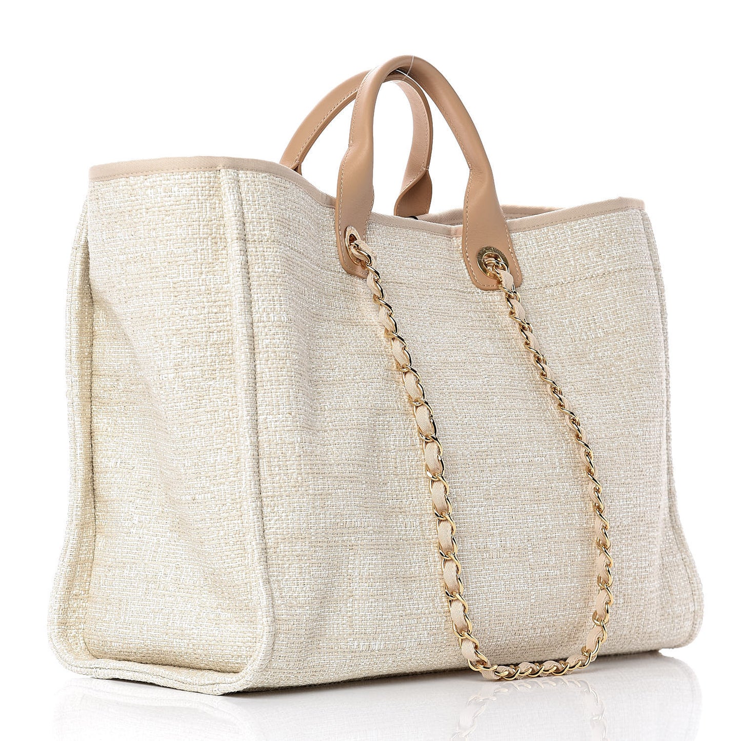 Woven Straw Raffia Large Deauville Tote Light Beige
