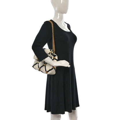 Valentino Garavani Nappa Large Roman Stud Shoulder Bag Ivory Black 2 of 9