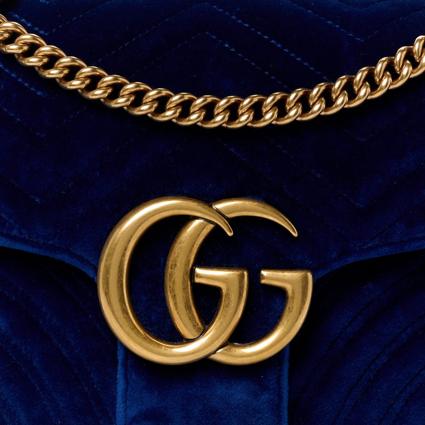 Velvet Matelasse Medium GG Marmont Shoulder Bag Cobalt Blue