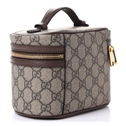 Gucci GG Supreme Monogram Textured Calfskin Web Ophidia Vanity Cosmetic Case Beige Ebony New Acero 3 of 11