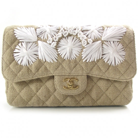 Chanel Tweed Raffia Coco Country Jumbo Flap 1 of 13
