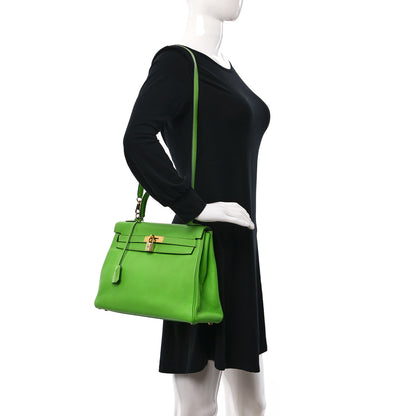 Hermes Taurillon Clemence Kelly Retourne 32 Vert Cru 2 of 12