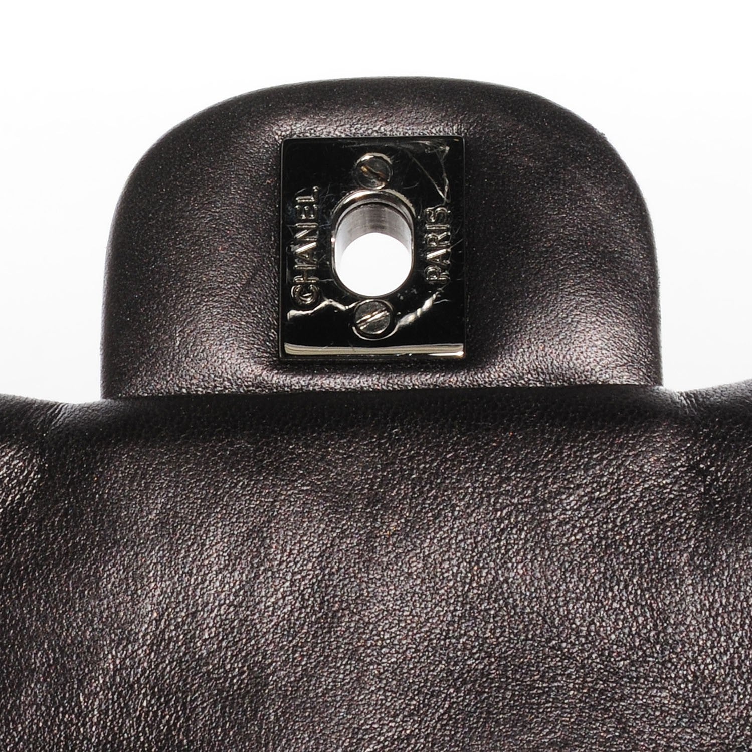 Chanel Lambskin Quilted Mini Square Flap Metallic Dark Grey 5 of 9