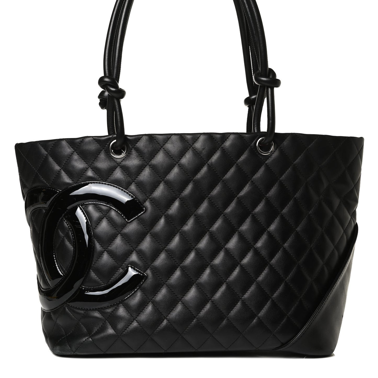 Calfskin Quilted Large Cambon Tote Black