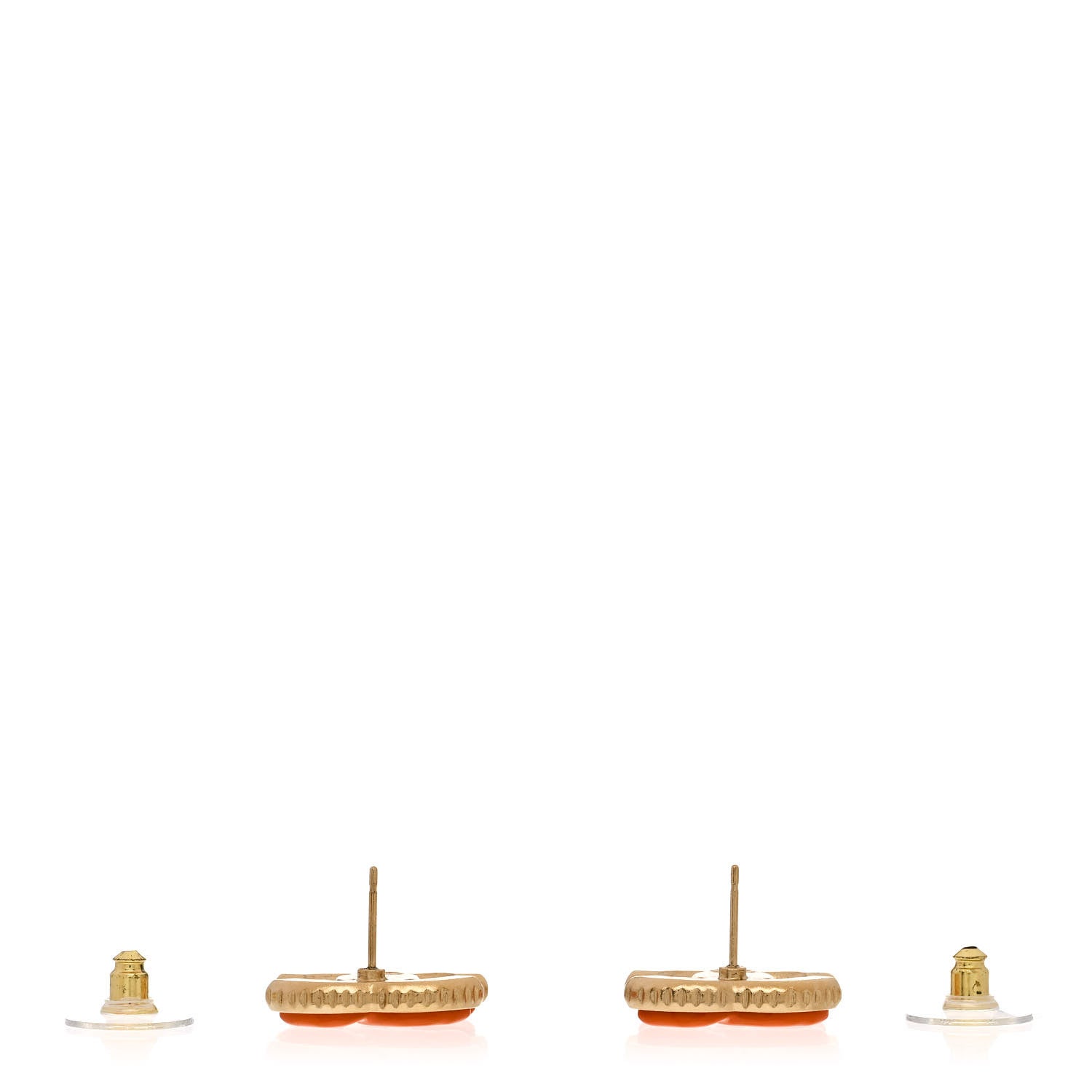 Chanel Metal Enamel CC Earrings Gold Orange 3 of 5