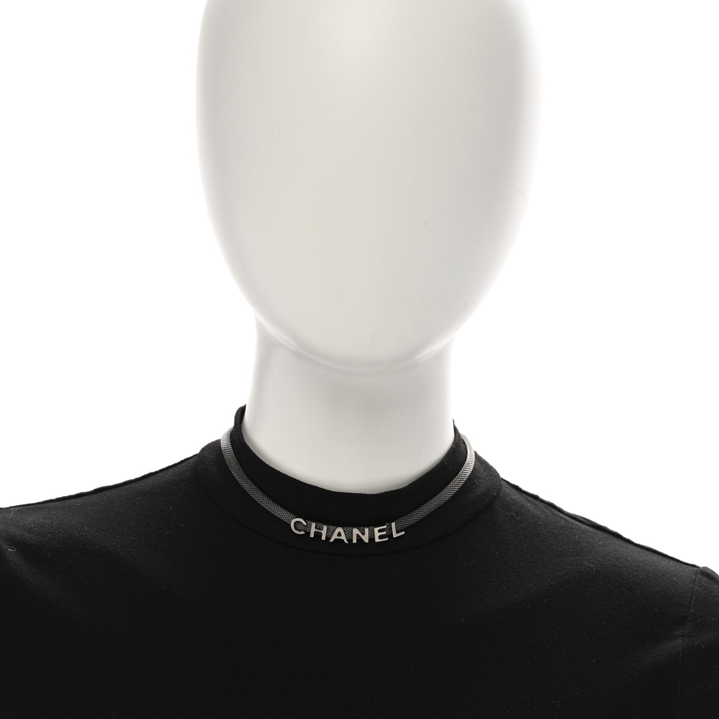 Mesh Logo Choker Necklace Ruthenium