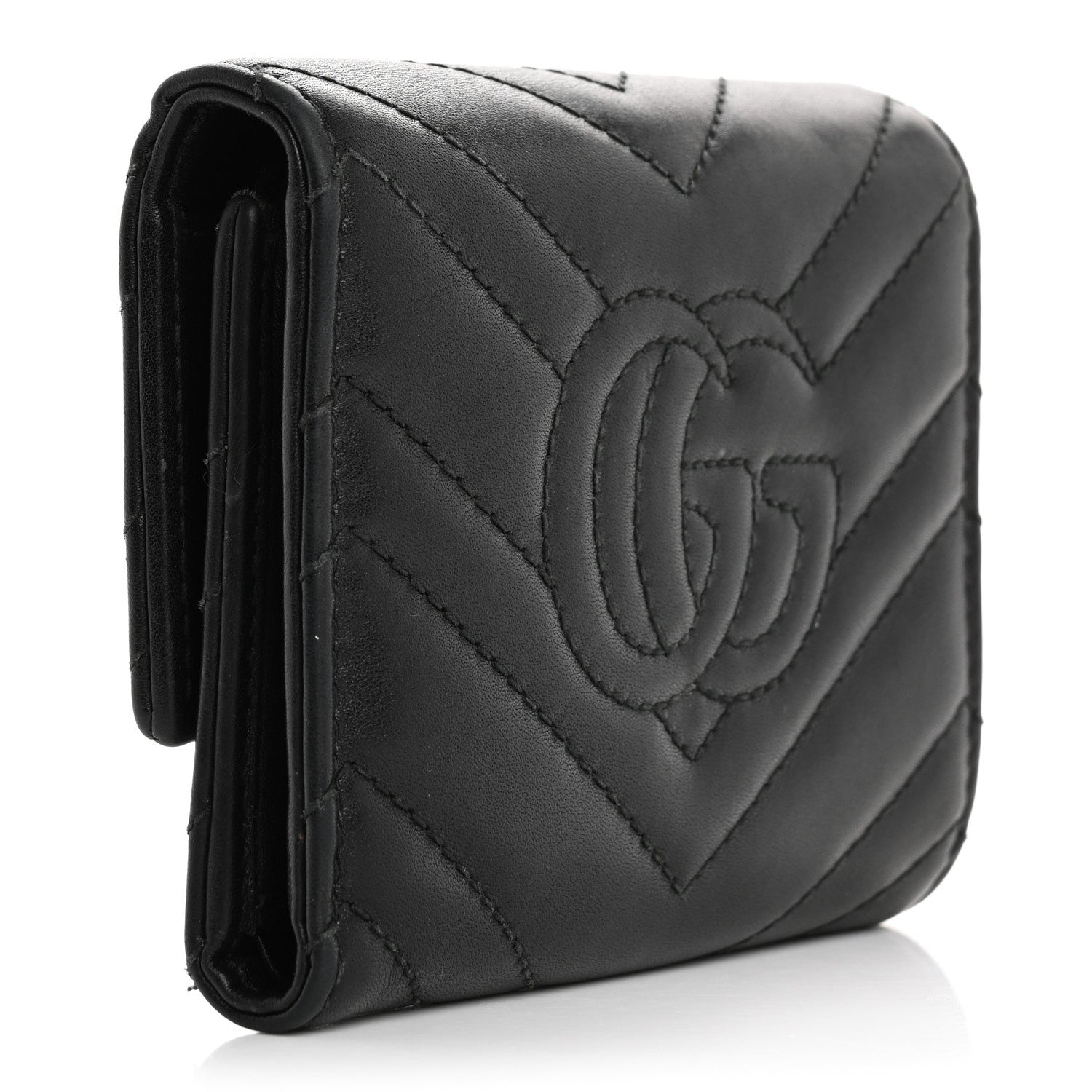 Gucci Calfskin Matelasse GG Marmont Wallet Black 3 of 12