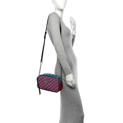 Gucci Monogram Multicolor Matelasse Diagonal Small GG Marmont Chain Shoulder Bag Pink Blue Green Red Light Blue 2 of 11