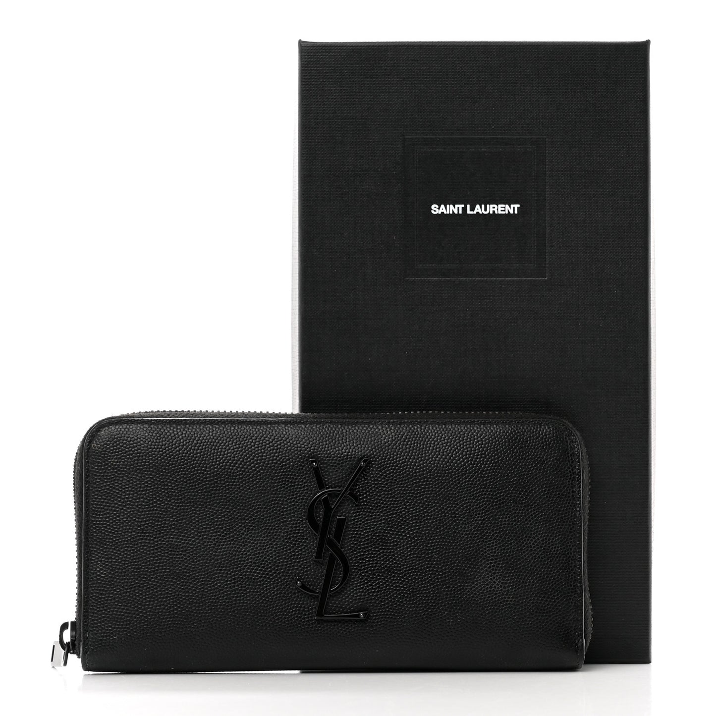 Grain De Poudre Matelasse Chevron Monogram Monochrome Zip Around Wallet Black