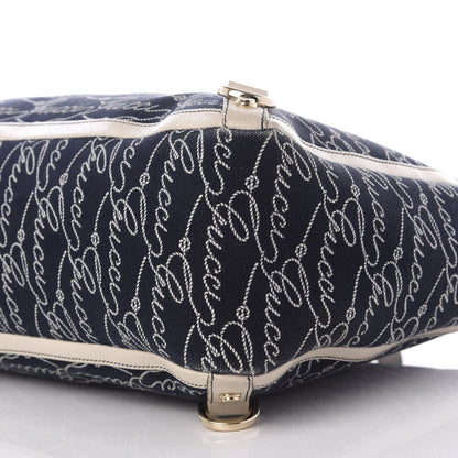 Gucci Canvas Print Large Abbey Tote Navy Off White 8 of 9