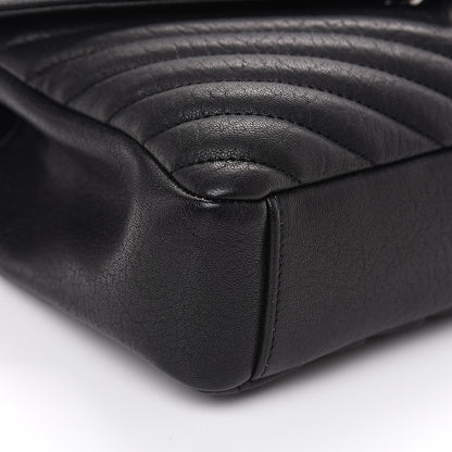 Saint Laurent Sheepskin Matelasse Chevron Monogram Medium College Bag Black 6 of 8