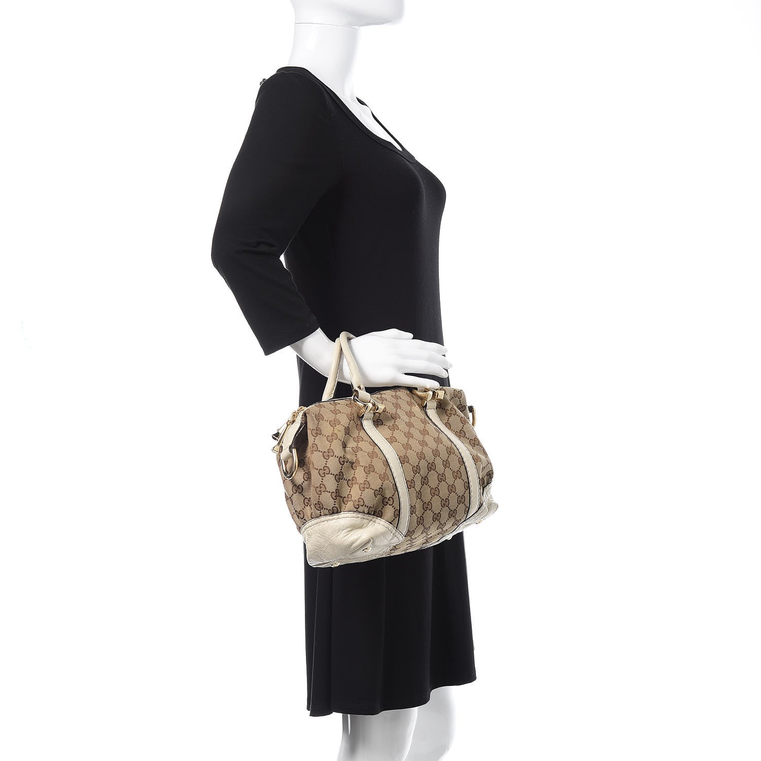 Gucci Monogram Equestrian Horseshoe Bowler White 2 of 19