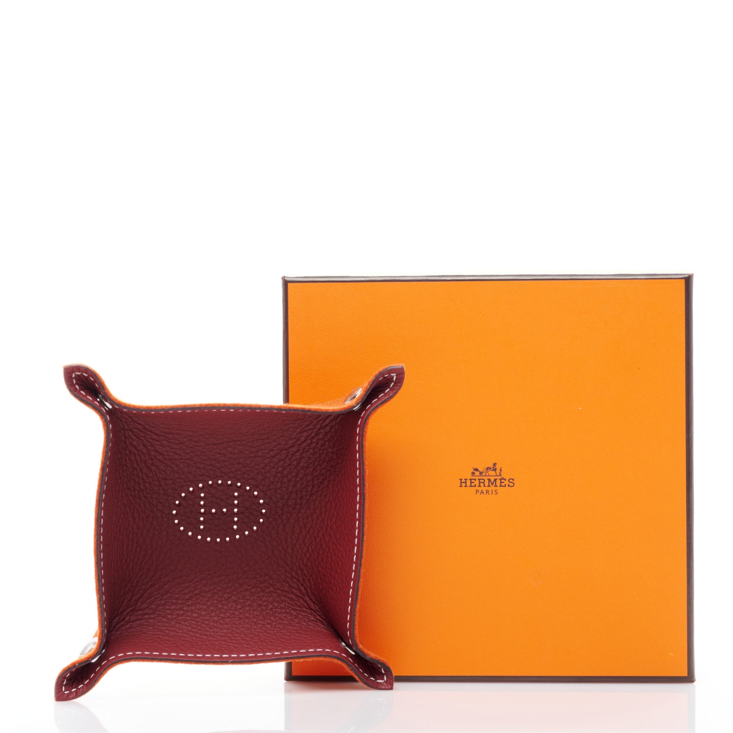 Taurillon Clemence Felt Bridge Mises et Relances Change Tray Orange Rouge H