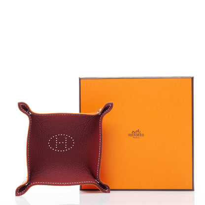 Hermes Taurillon Clemence Felt Bridge Mises et Relances Change Tray Orange Rouge H 9 of 9