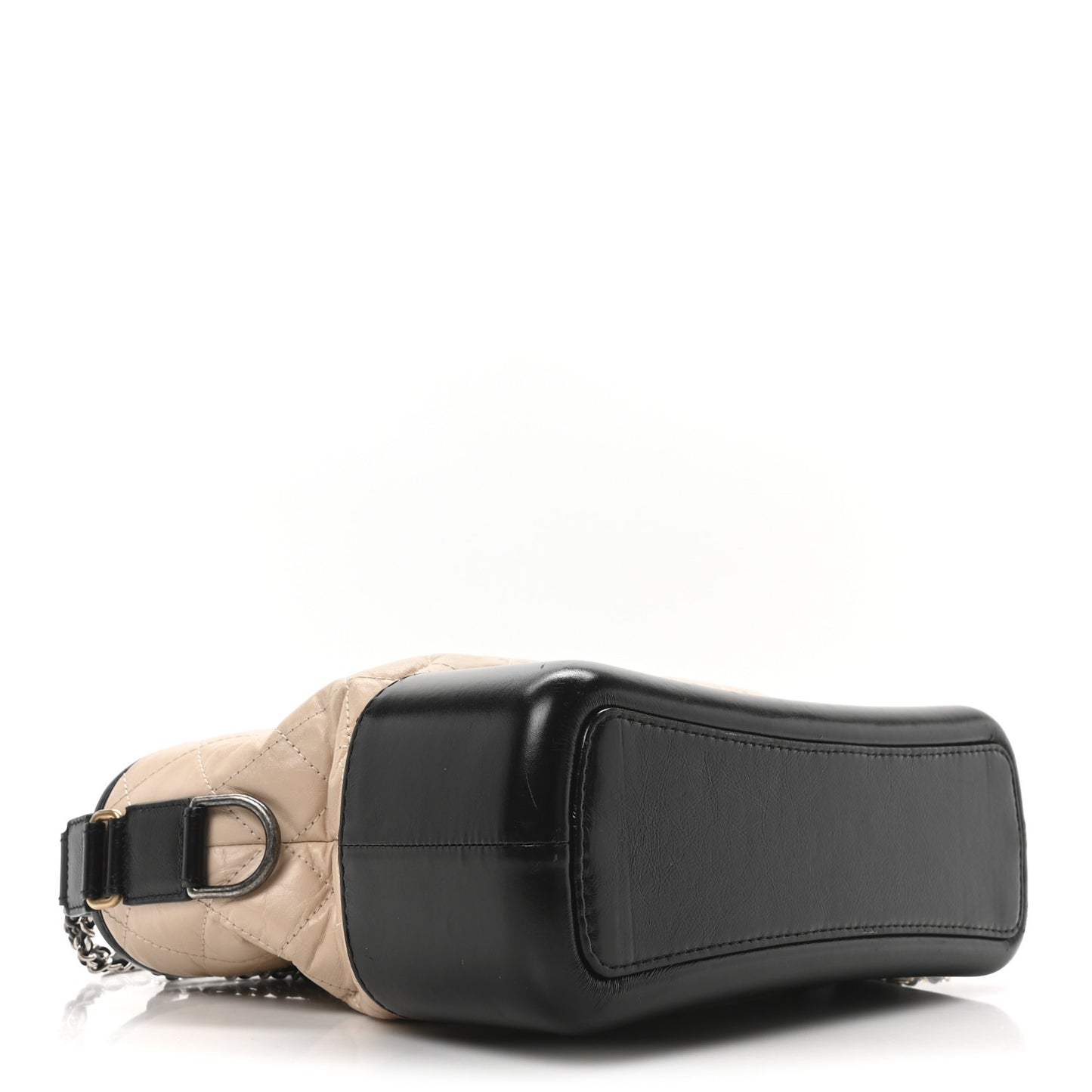 Aged Calfskin Quilted Medium Gabrielle Hobo Beige Black