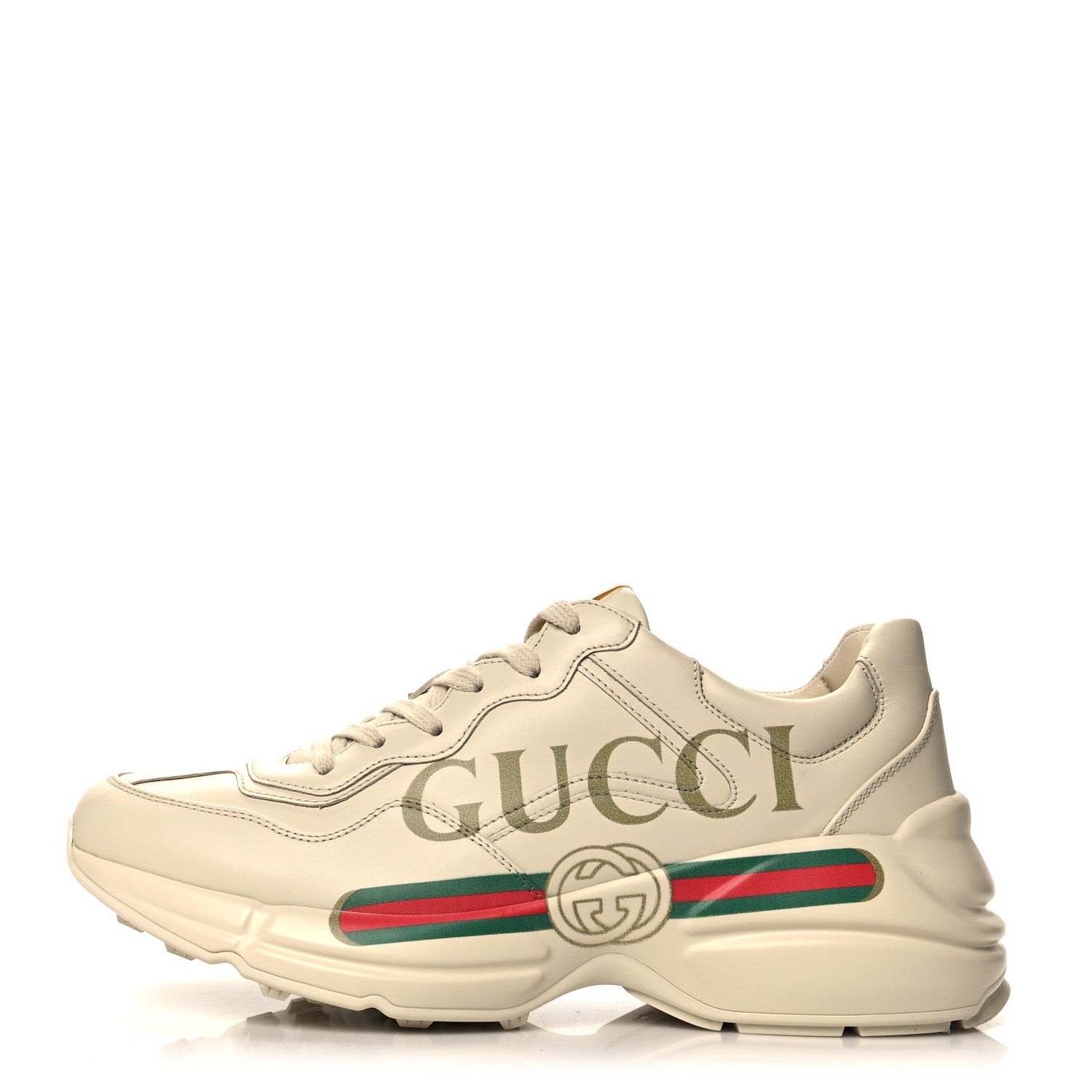 Gucci Calfskin Logo Womens Rhyton Sneakers 38 Ivory 1 of 7