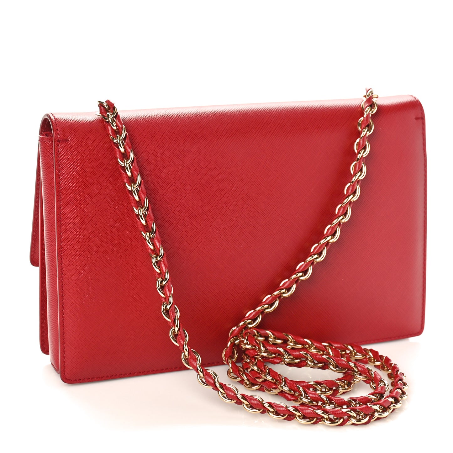 Printed Calfskin Vara Bow Chain Flap Crossbody Red