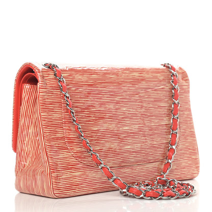 Chanel Patent Calfskin Striped Jumbo Double Flap Red 2 of 5