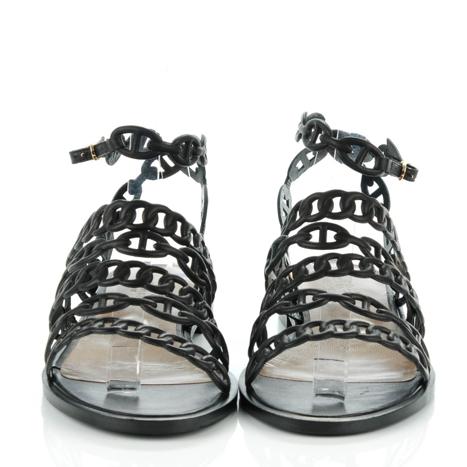 Hermes Calfskin Kalliste Sandals 37 Black 2 of 8