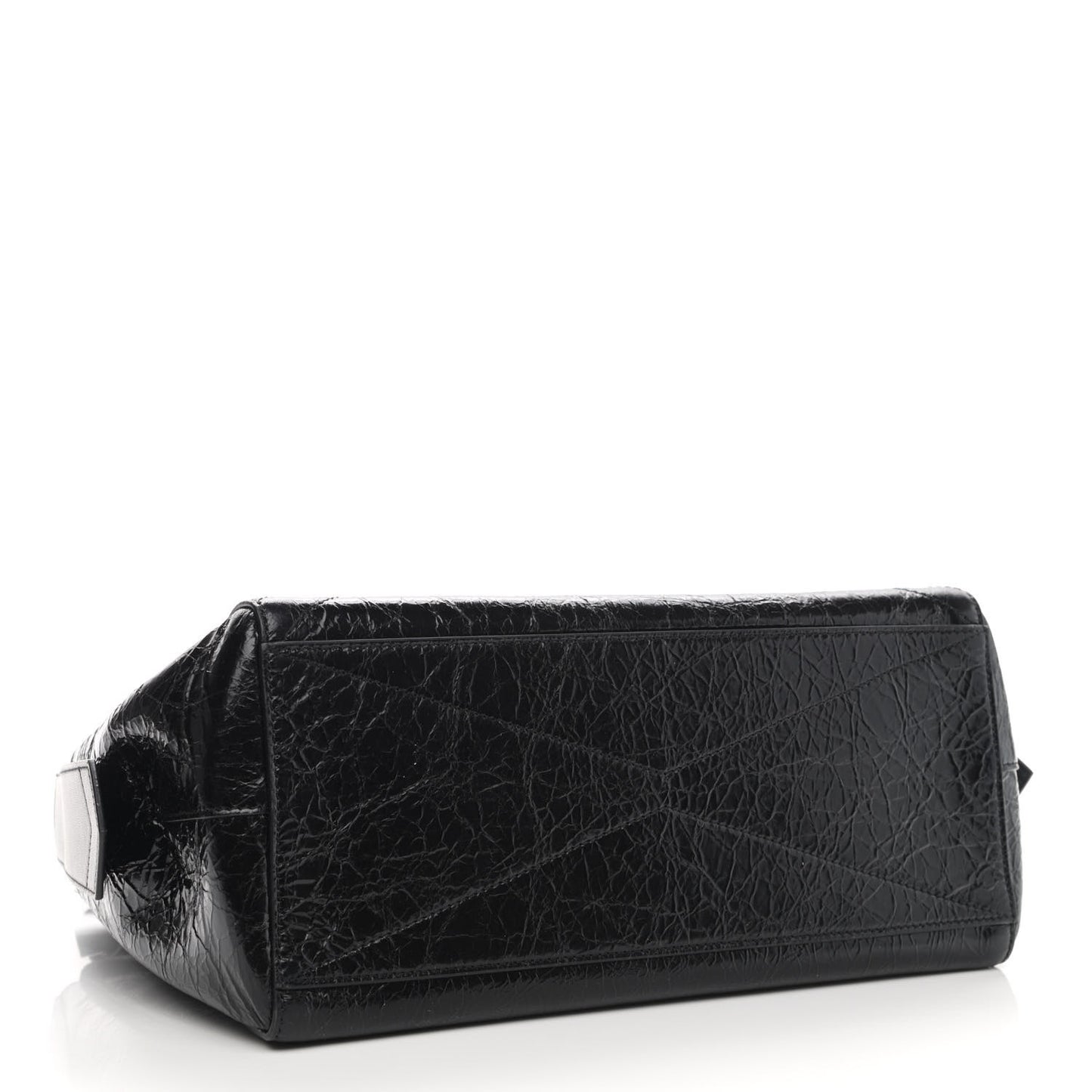 Creased Patent Calfskin Medium ID Flap Black