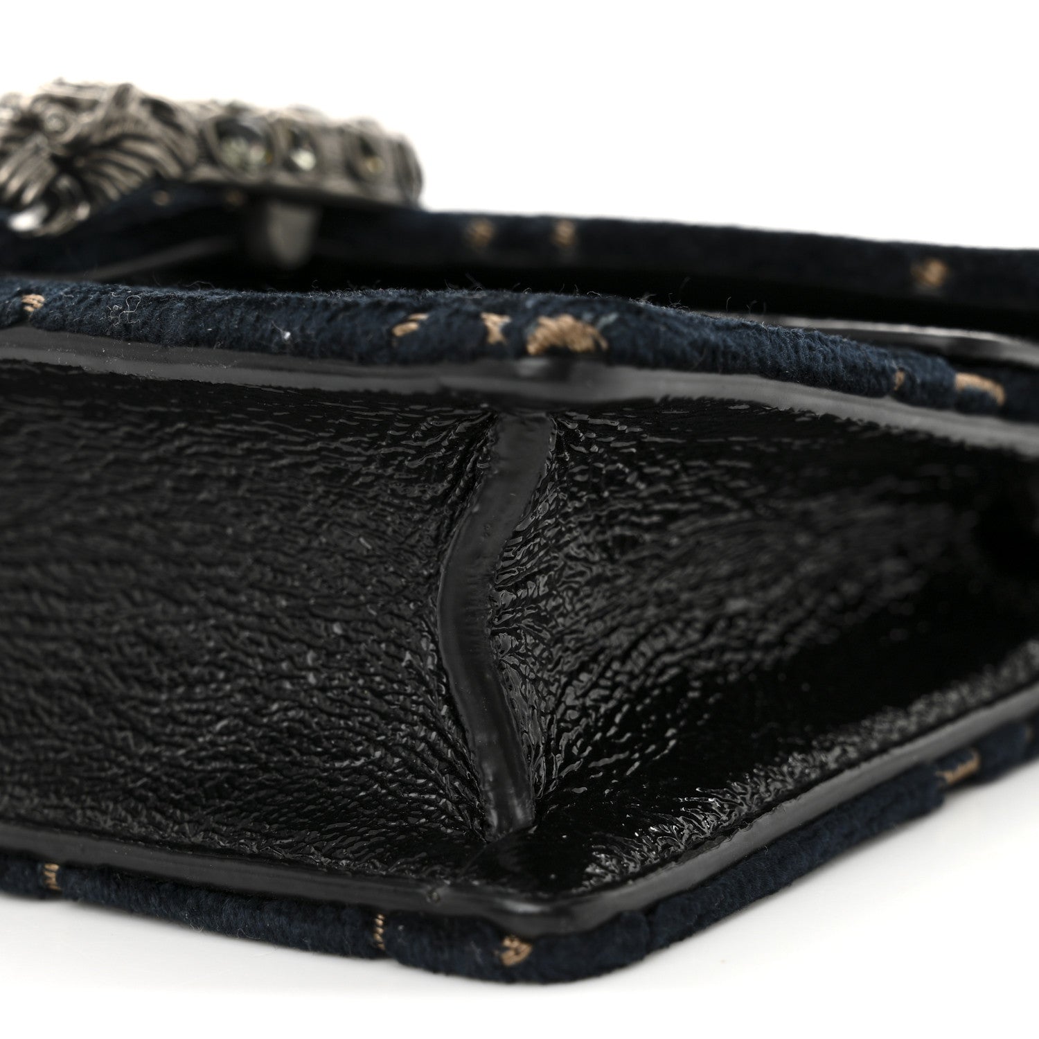 Gucci Velvet GG Monogram Super Mini Dionysus Shoulder Bag Blue Beige Black 9 of 9