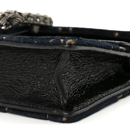Gucci Velvet GG Monogram Super Mini Dionysus Shoulder Bag Blue Beige Black 9 of 9