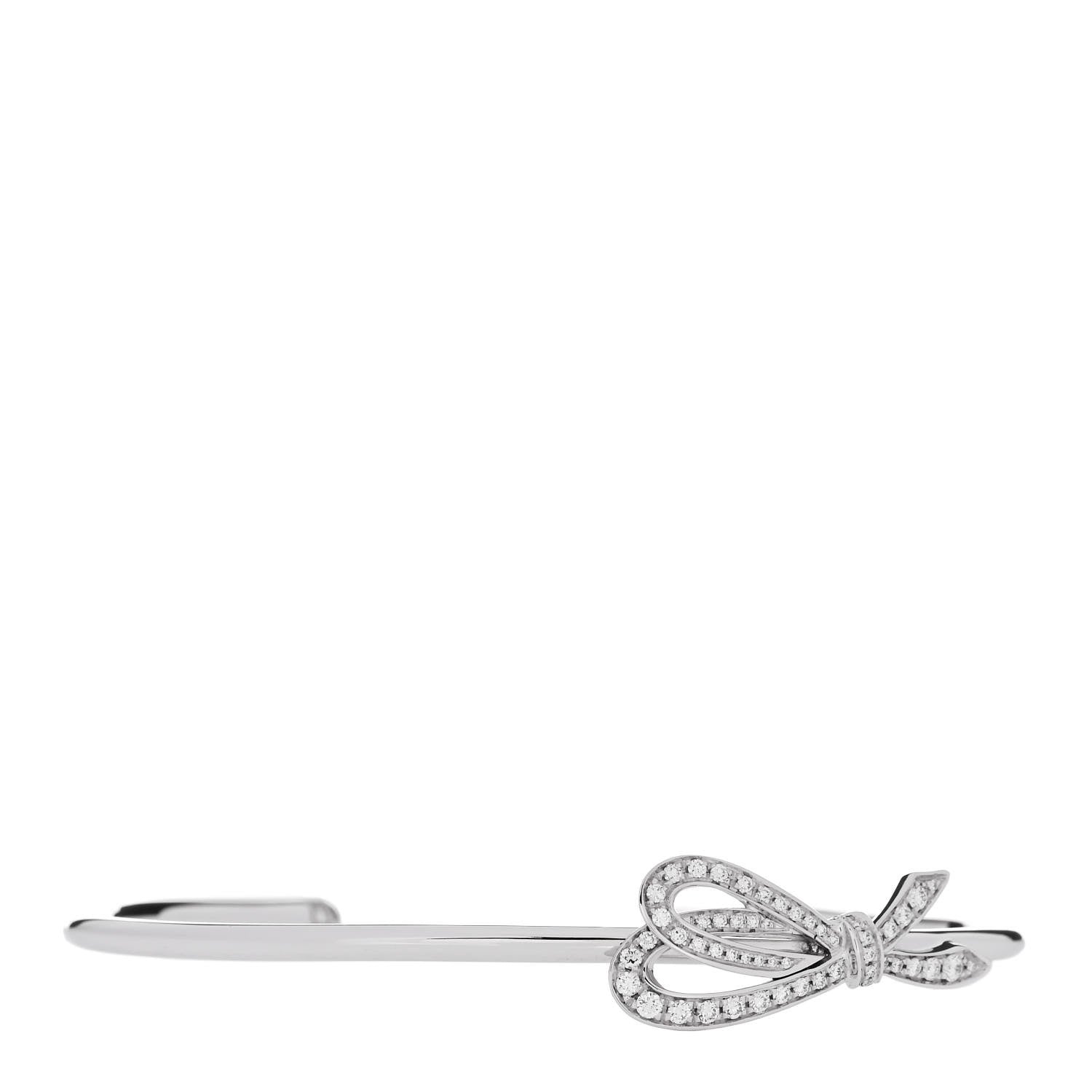 Tiffany 18K White Gold Diamond Bow Cuff Bracelet 1 of 3