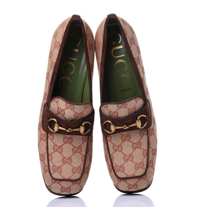 Gucci GG Monogram Suede Houdan Mid Heel Platform Loafers 41 Beige Ruggine Maroon 6 of 13