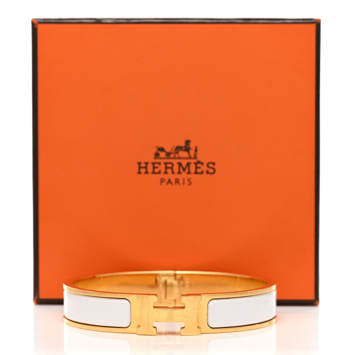 Enamel Narrow Clic Clac H Bracelet PM White
