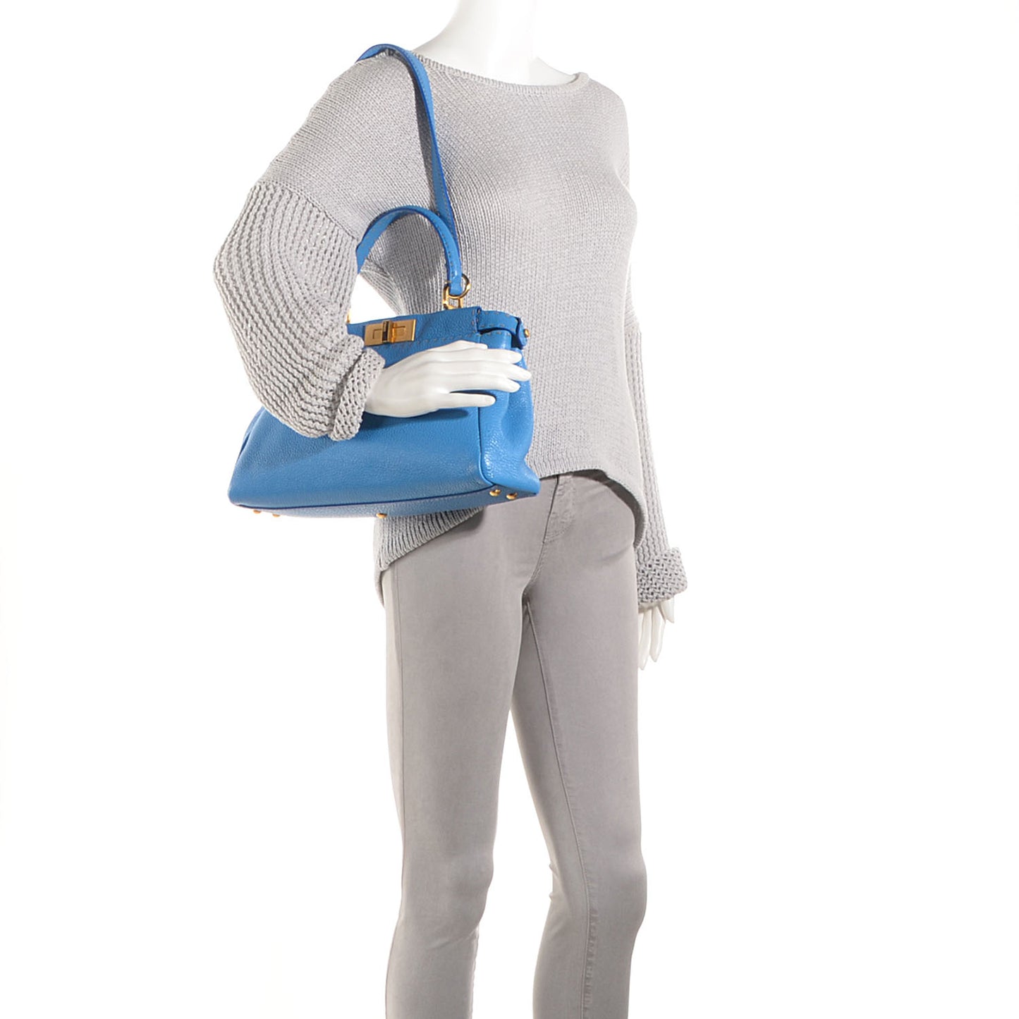 Cuoio Romano Raffia Selleria Medium Peekaboo Iconic Satchel Blue