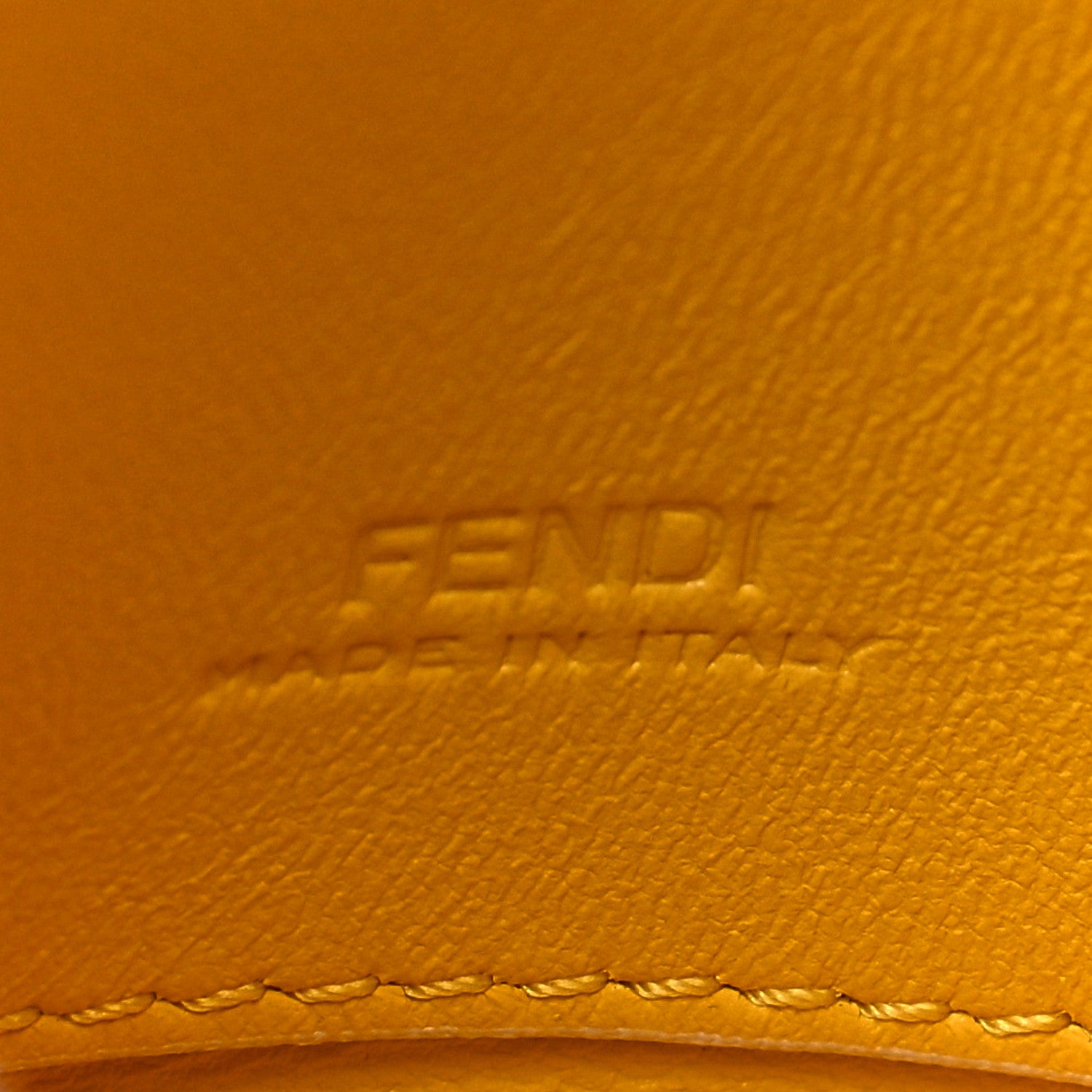 Fendi Nylon FF Embroidered Nano Baguette Maxi Handle Charm Yellow 6 of 9