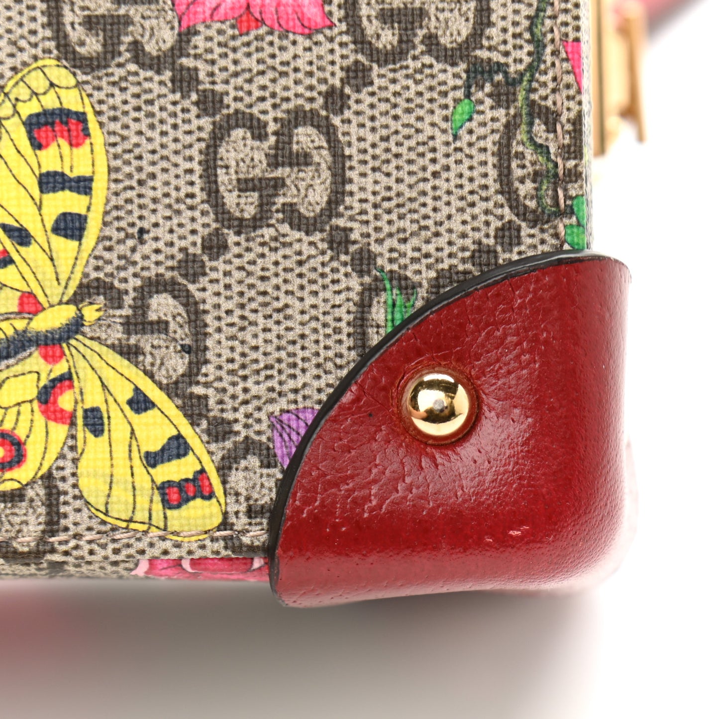 GG Supreme Monogram Flora Padlock Jewelry Case Red