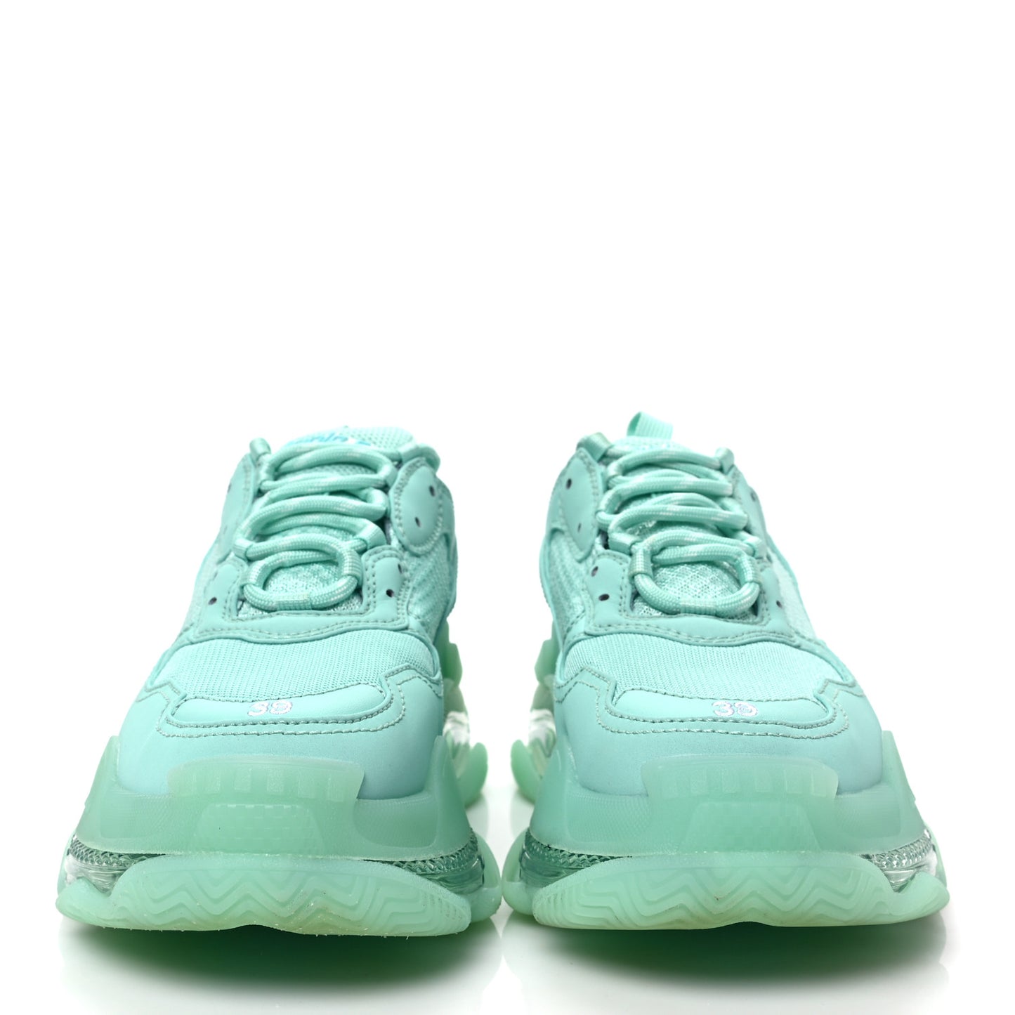 Fabric Mesh Clear Sole Womens Triple S Sneakers 39 Mint
