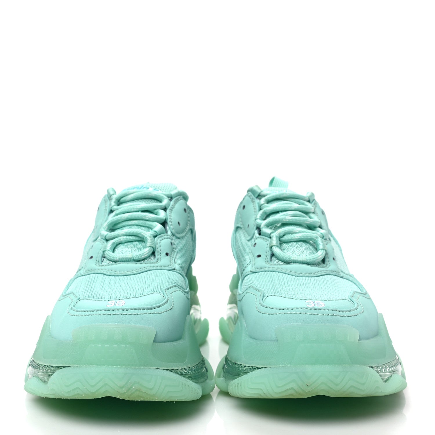 Balenciaga Fabric Mesh Clear Sole Womens Triple S Sneakers 39 Mint 2 of 6