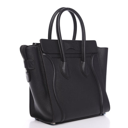 Celine Drummed Calfskin Micro Luggage Black 2 of 8