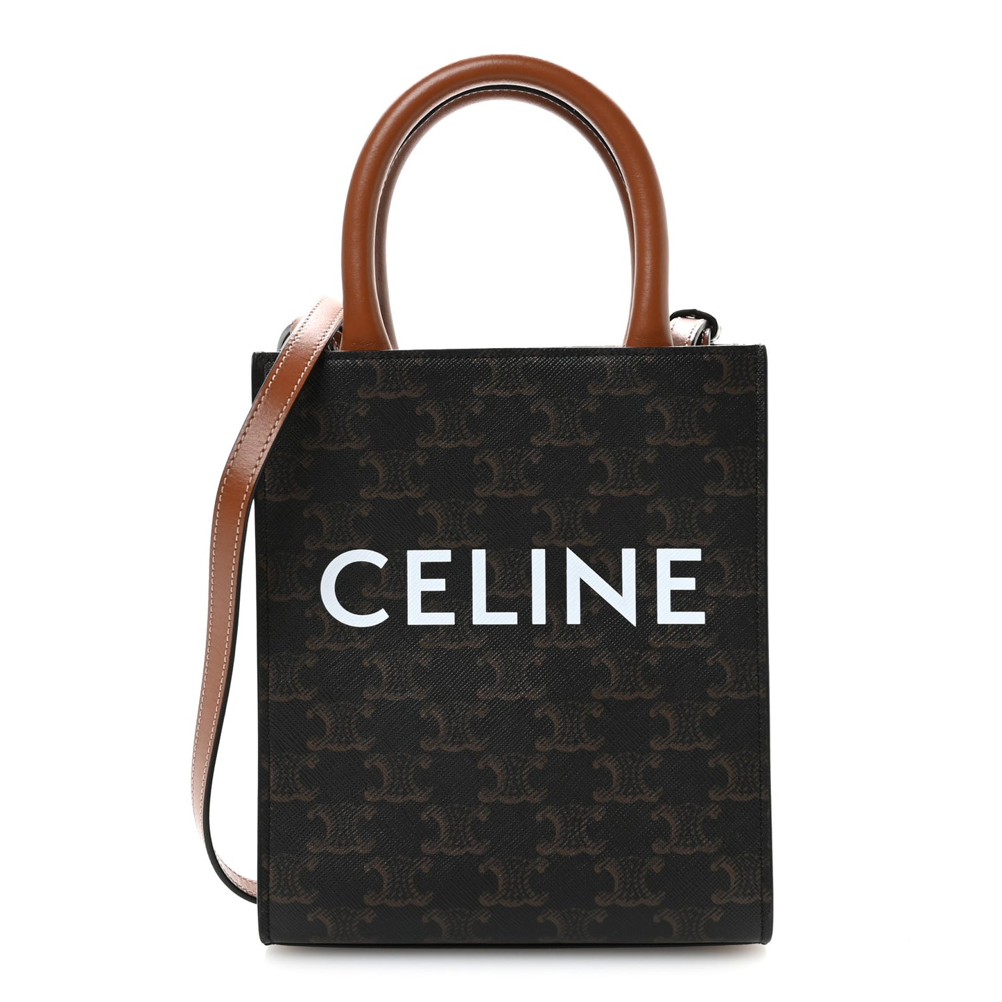 Triomphe Canvas Calfskin Mini Vertical Cabas Tan