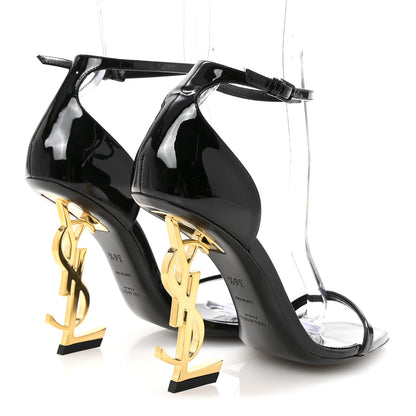 Saint Laurent Patent Calfskin Opyum 110 Sandals 36.5 Black Gold 10 of 18