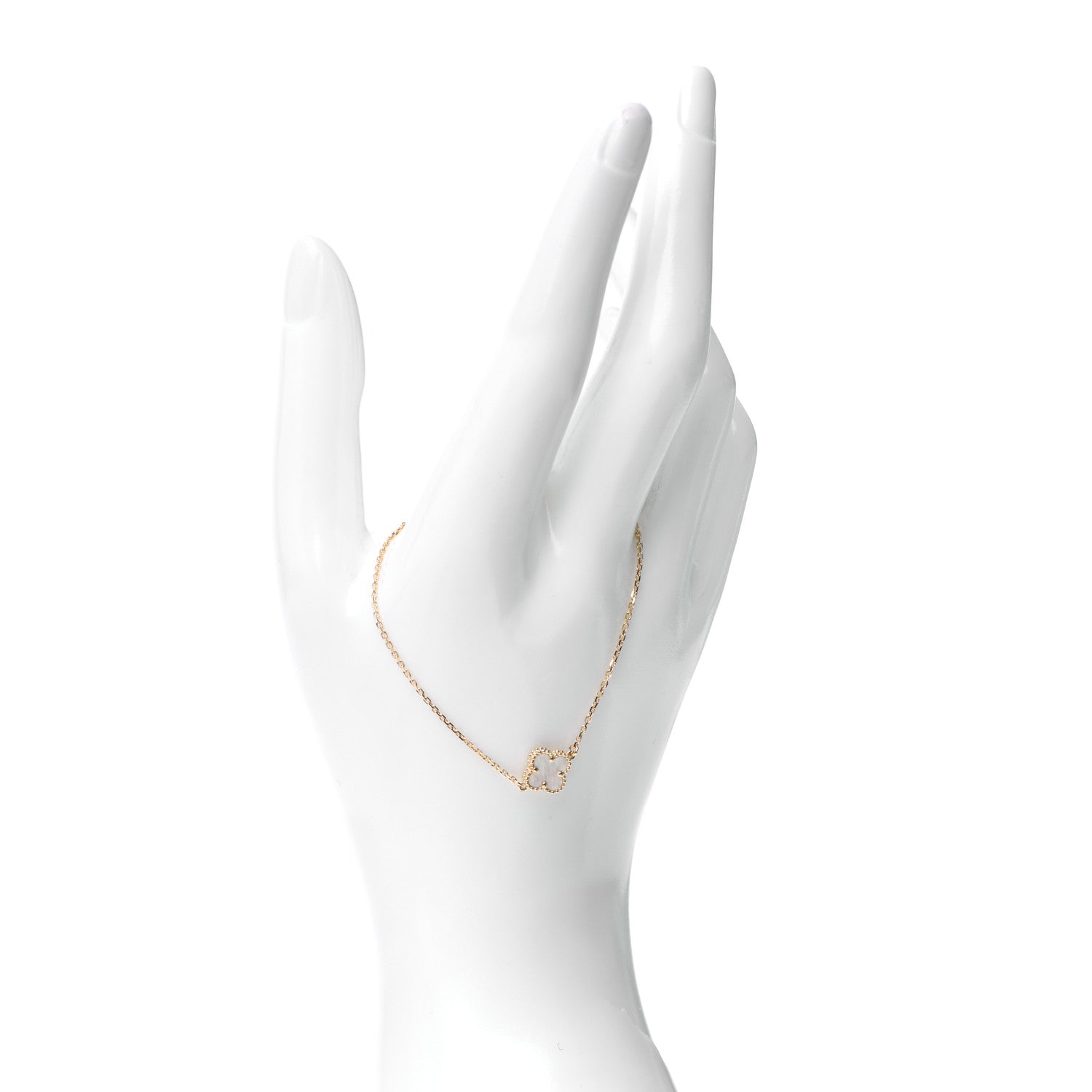 Van Cleef & Arpels 18K Yellow Gold Mother of Pearl Sweet Alhambra Bracelet 2 of 7