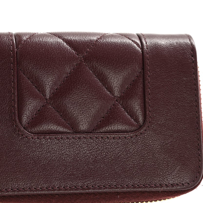 Chanel Sheepskin Quilted Mademoiselle Vintage Zip Coin Purse Dark Red 8 of 9