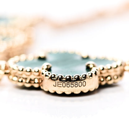 Van Cleef & Arpels 18K Yellow Gold Malachite 5 Motifs Vintage Alhambra Bracelet 5 of 9
