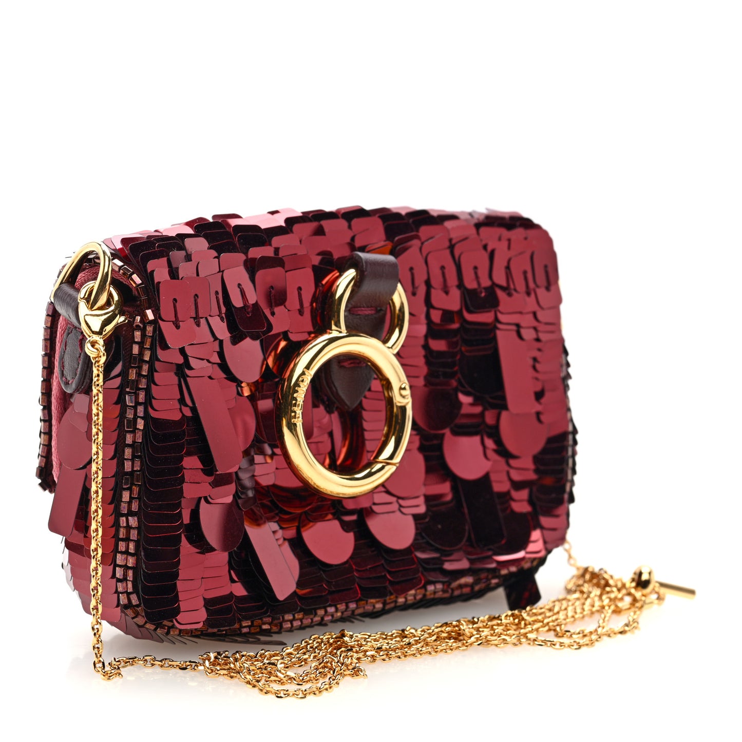 Sequin Paillettes Shiny Nappa Sex and the City Nano Maxi Buckle Baguette Charm Granata