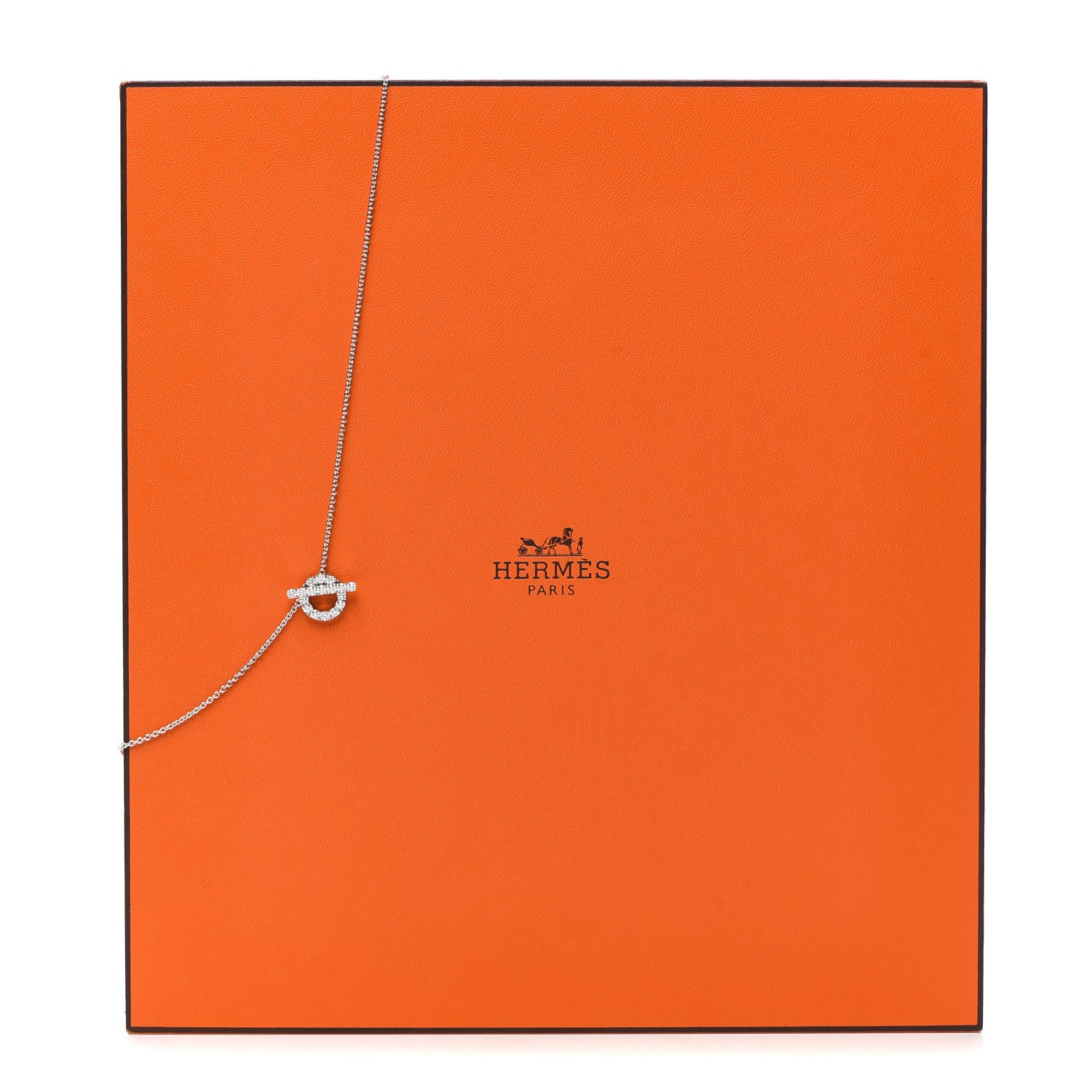 Hermes 18K White Gold Diamond Finesse Pendant Necklace 6 of 6