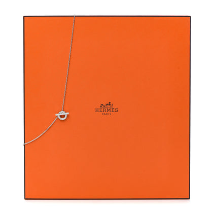 Hermes 18K White Gold Diamond Finesse Pendant Necklace 6 of 6