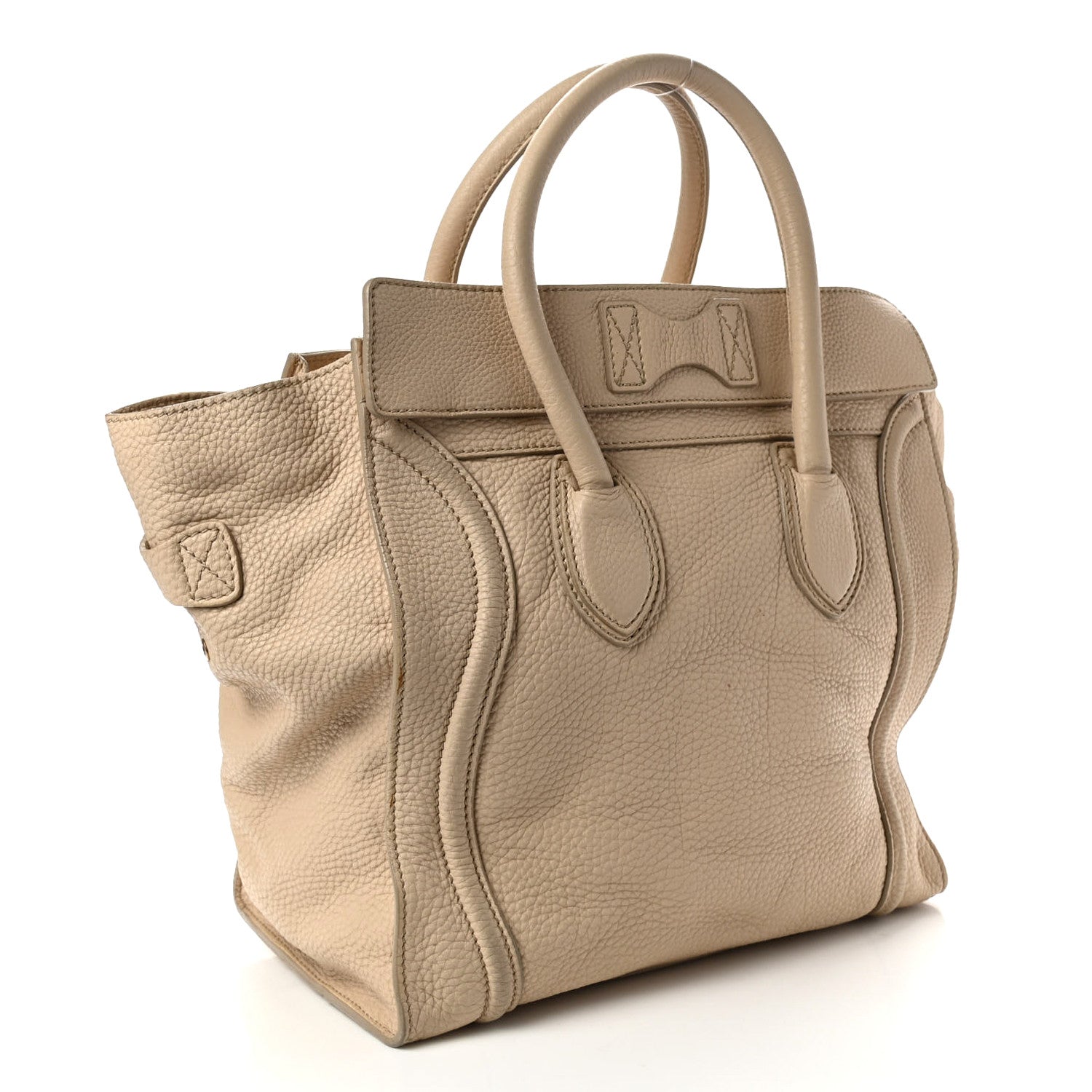Celine Drummed Calfskin Mini Luggage Dune 2 of 7