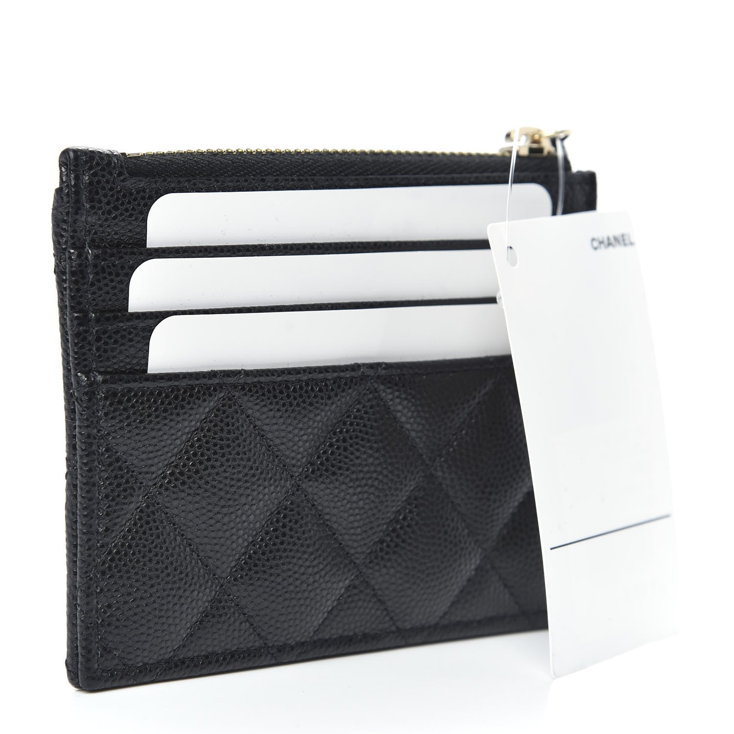 Chanel Caviar Quilted CC Zip Card Holder Black 3 of 8