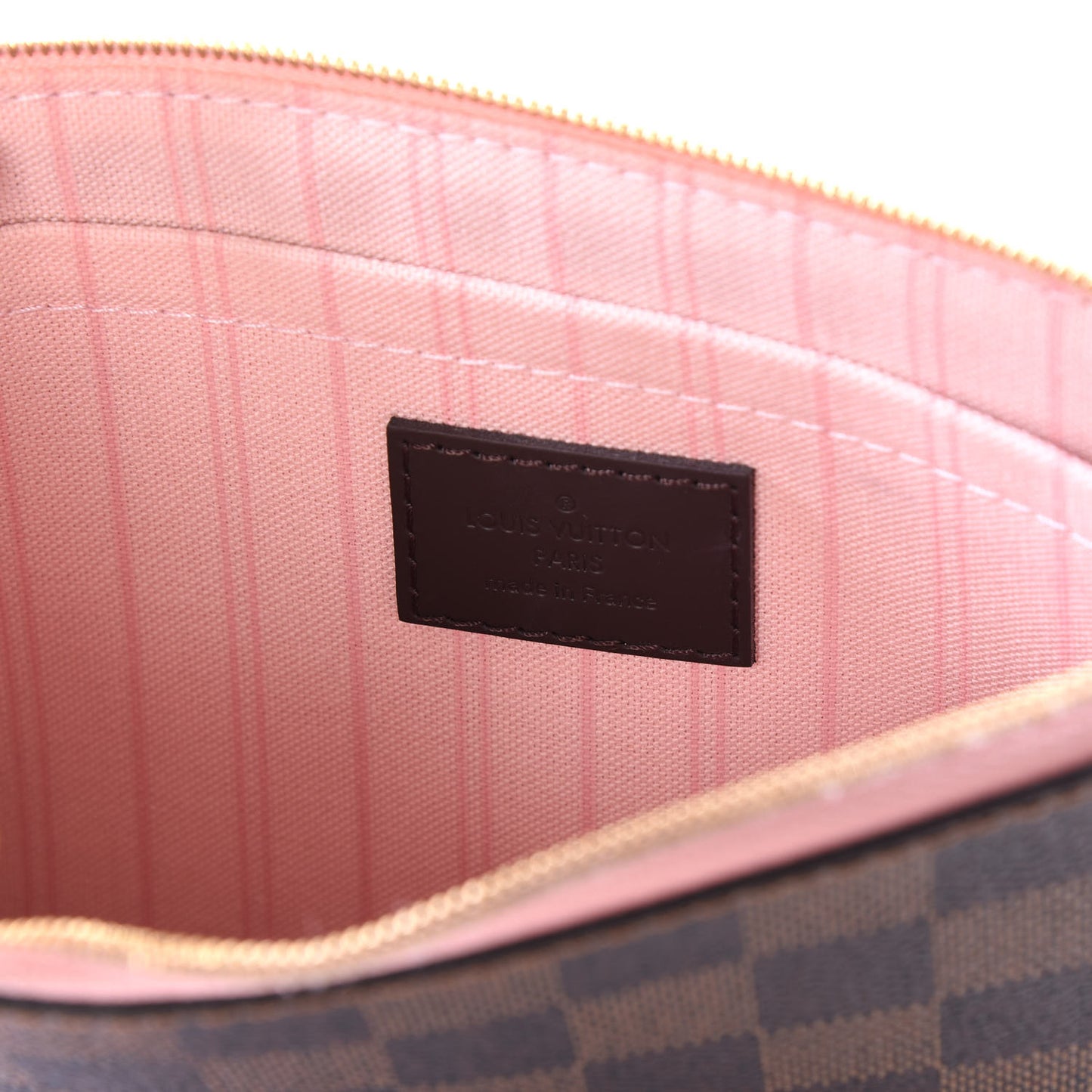 Damier Ebene Neverfull MM GM Pochette Rose Ballerine