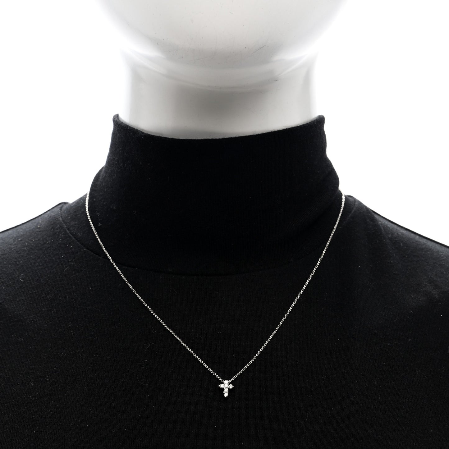 18K White Gold Diamond Tiny Treasures Baby Cross Pendant Necklace